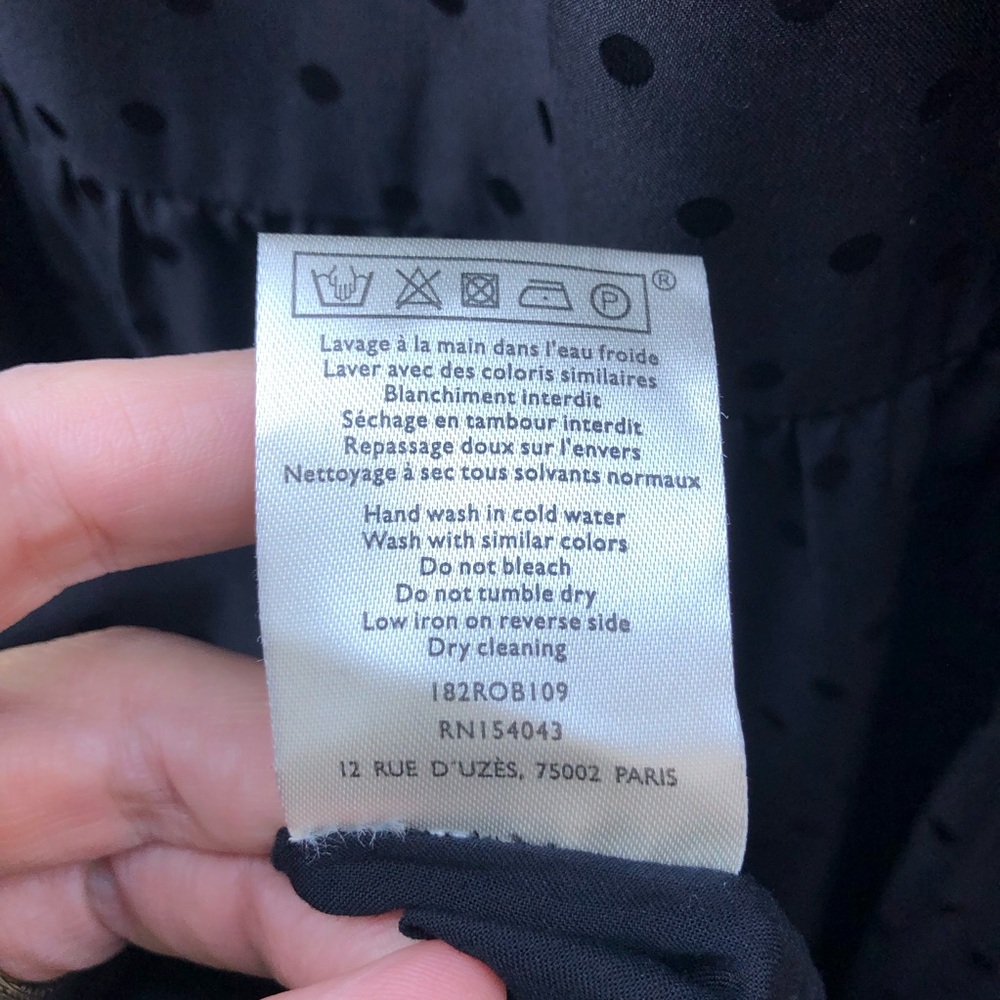 Sezane x Manoush Selena Silk Dress Size 38 Black Tie Neck Polka Dot Tiered - Picture 16 of 16